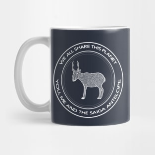 Saiga Antelope - We All Share This Planet - animal design - on dark colors Mug